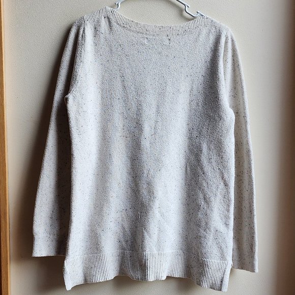LOFT Oatmeal Speckled Crew Neck Sweater Size Large - Picture 12 of 13